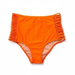 EXCLUSIVE OF TRIMS Women’s Orange High Waist Swim Bikini Bottoms Size Large
